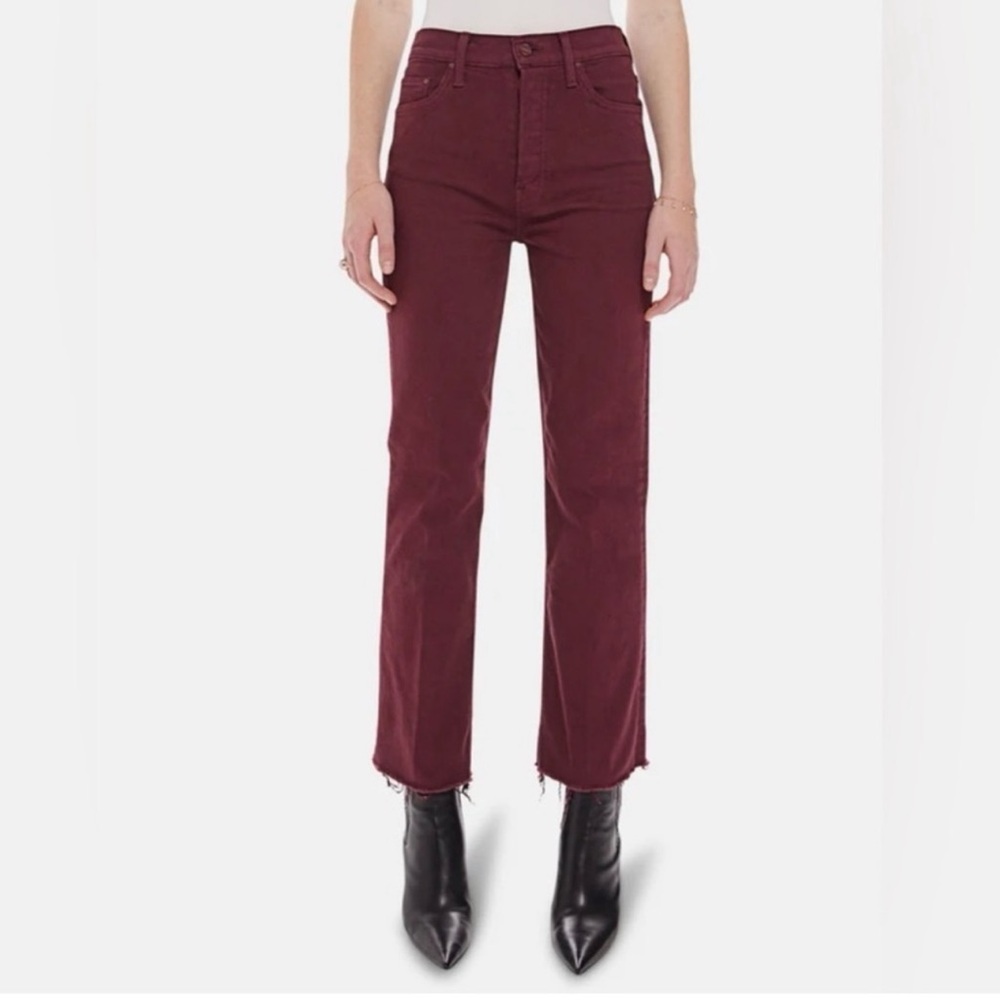 MOTHER Straight Leg Jeans in Burgundy - Picture 2 of 11